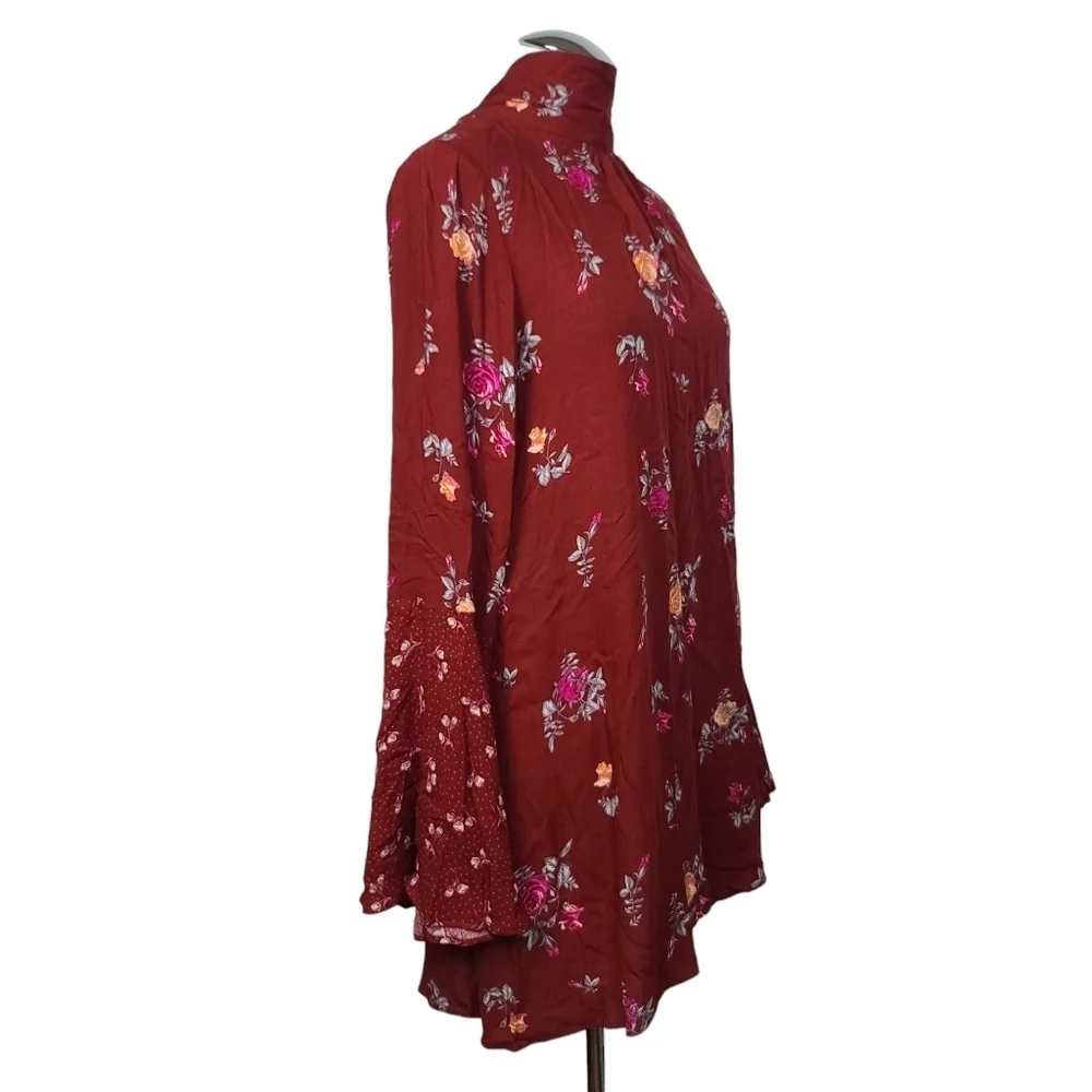 NWT Free People Vintage Combo Floral Mock Neck Long Sleeve Mini Dress S